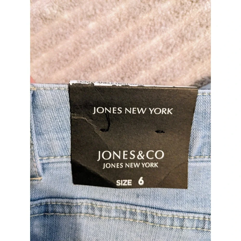 Jones New York & Co. Skinny Ankle‎ High Waist Jeans Size 6 Light Wash Denim NWT
